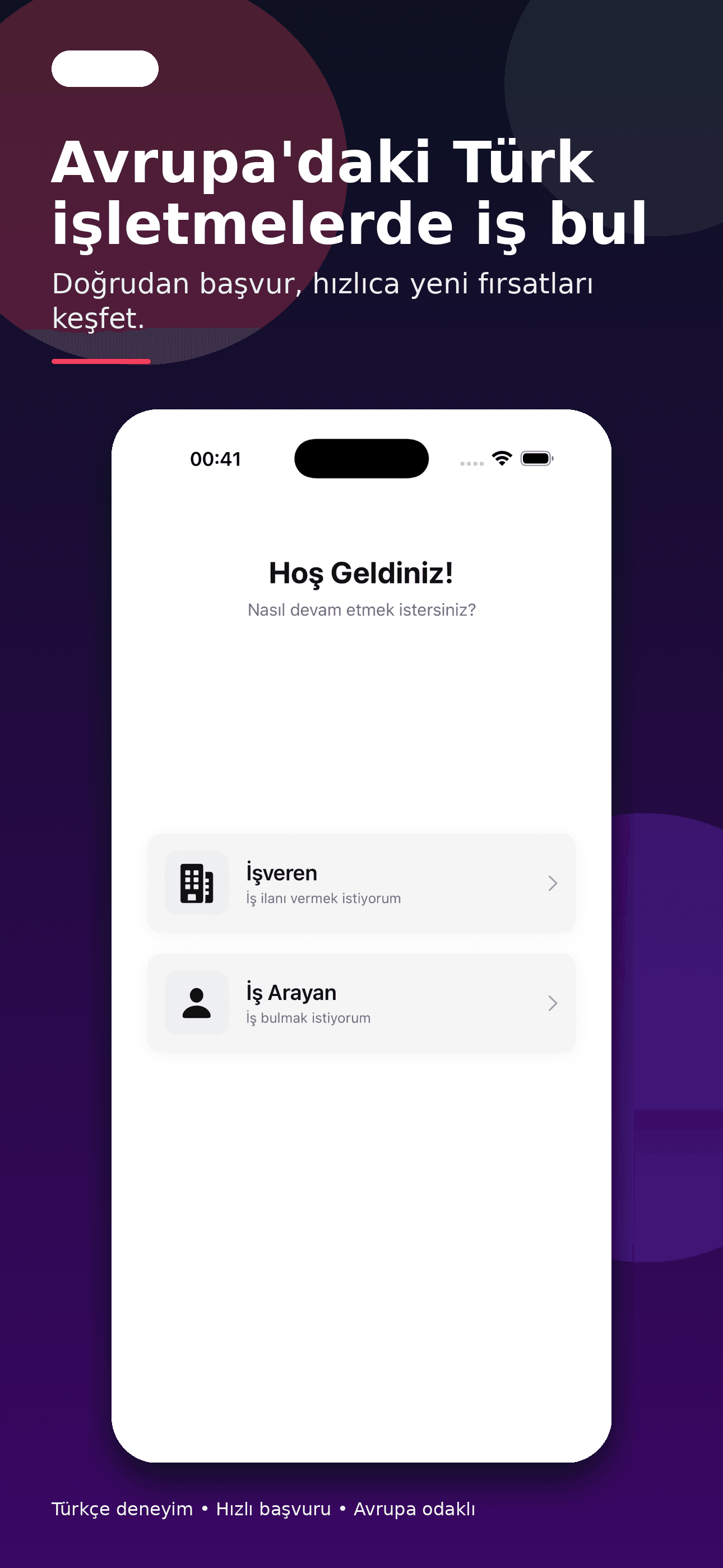 GurJob karşılama ekranı