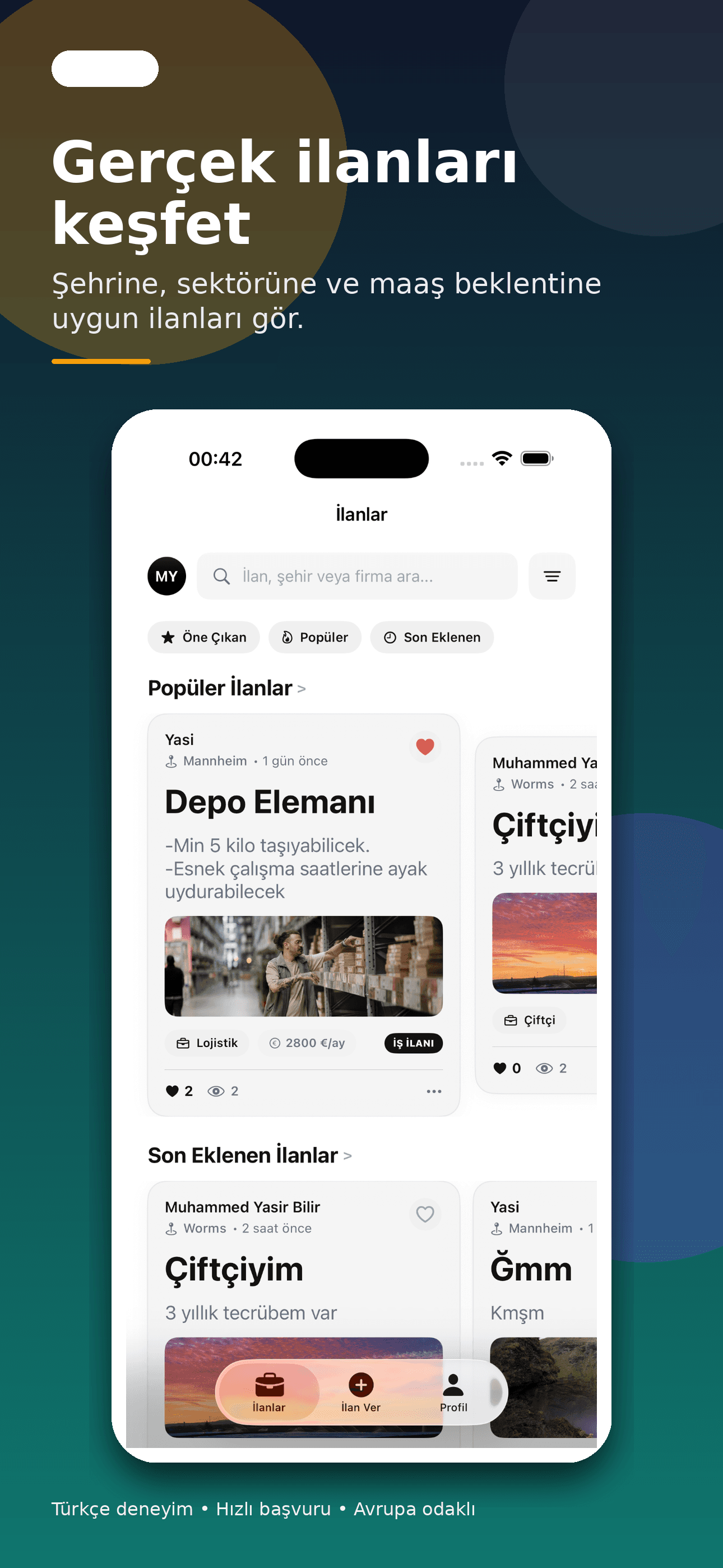 GurJob ilanlar ekranı